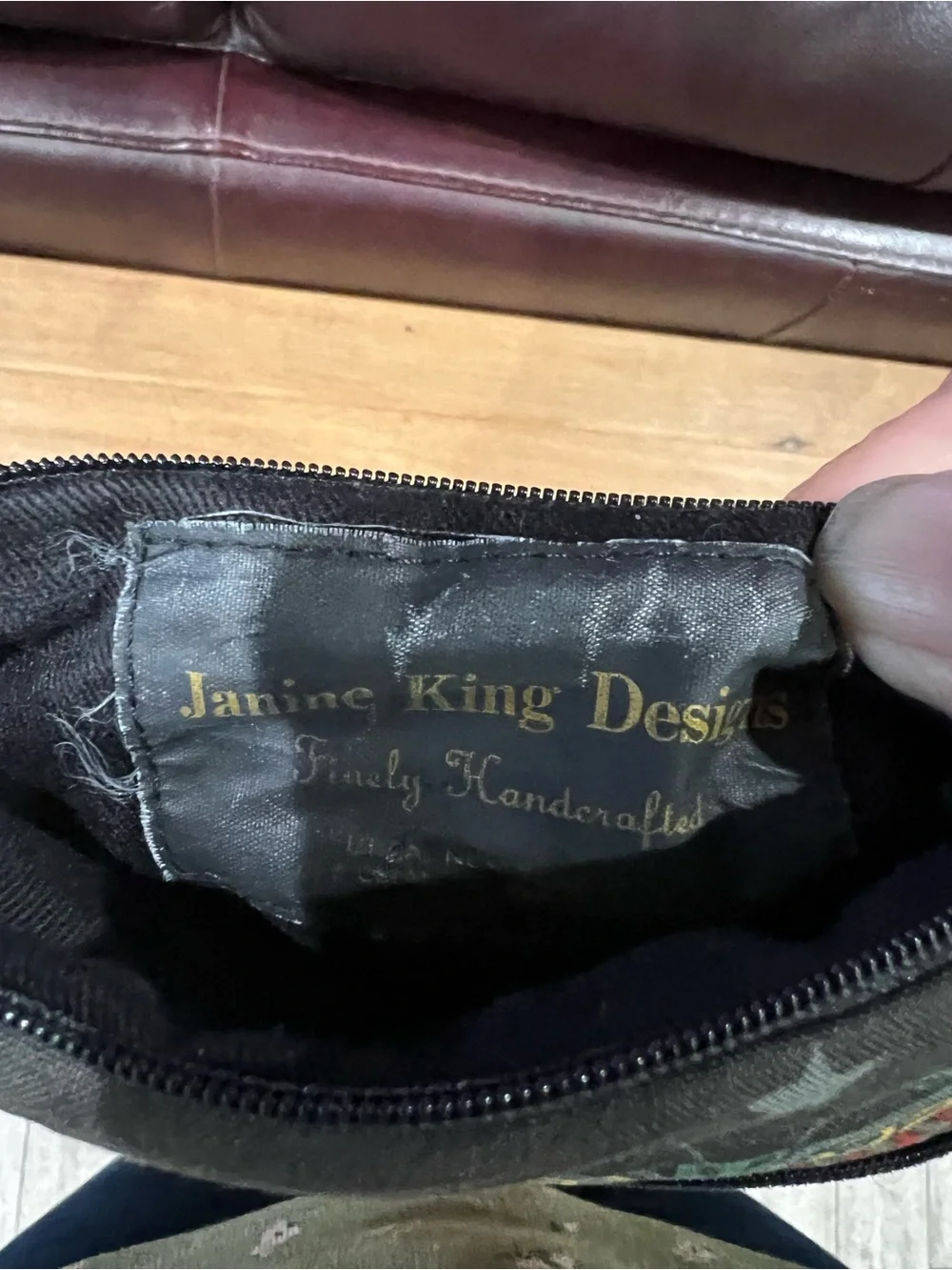 Janine King Designs handcrafted wristlet. Tattoo design. 6 1/2”x6”